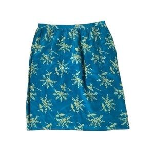 Vintage 70s Calvin Klein silk mini‎ skirt floral 6 blue office siren